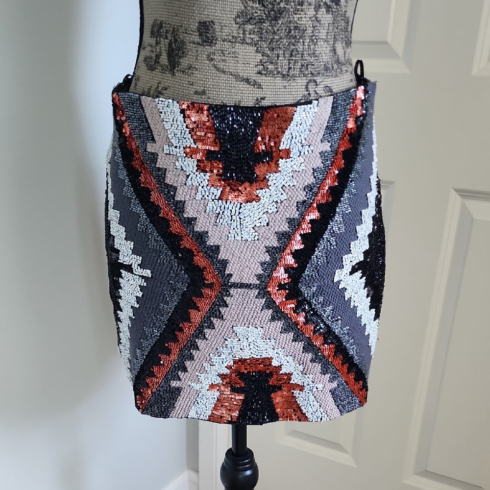Zara Sequin Patterned Mini Skirt - Multicolor